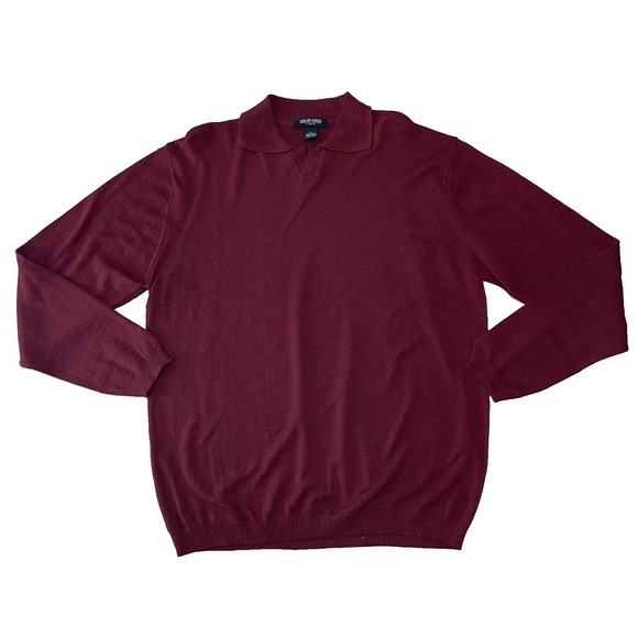 Murano Other - Murano Italia Men's Wool Blend Sweater Made in Italy Maroon Collar Sweater Sz L